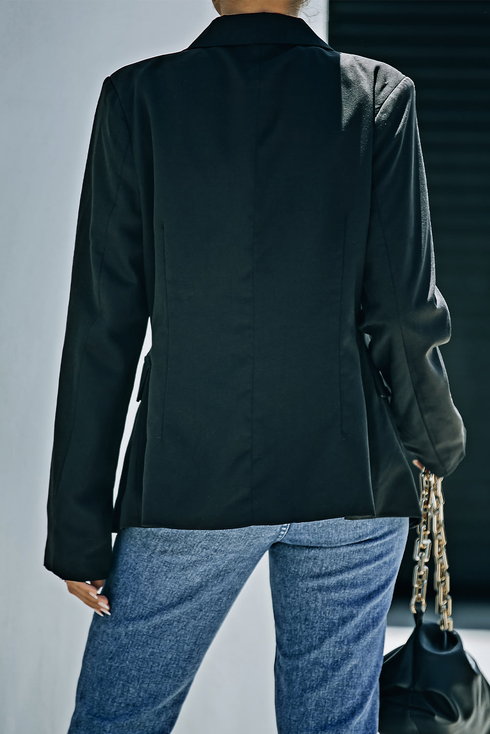 Chic Double-Breasted Padded Shoulder Blazer