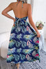 Botanic Elegance Tied Backless Cutout Slit Dress