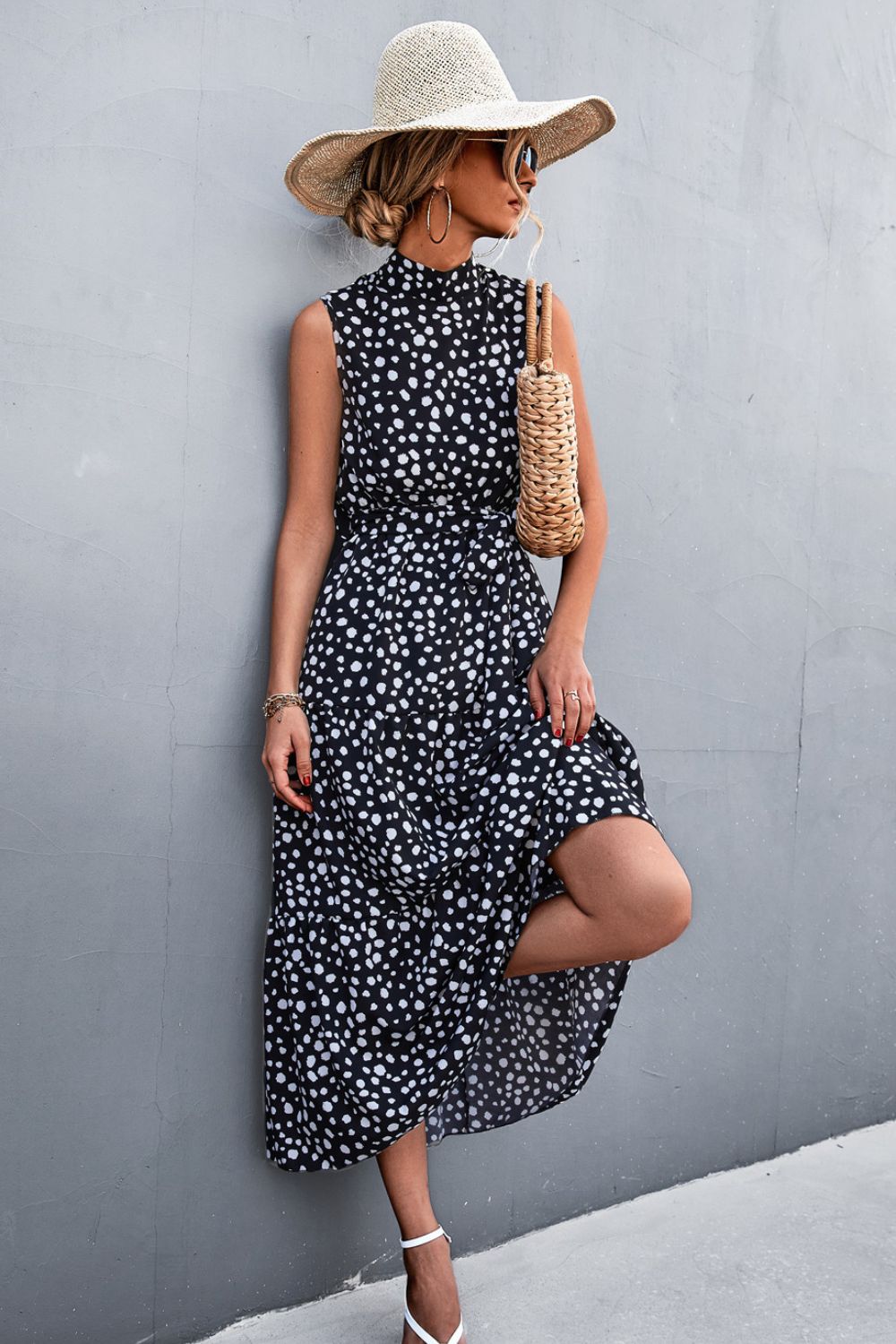 Elegant Mock Neck Midi Dress