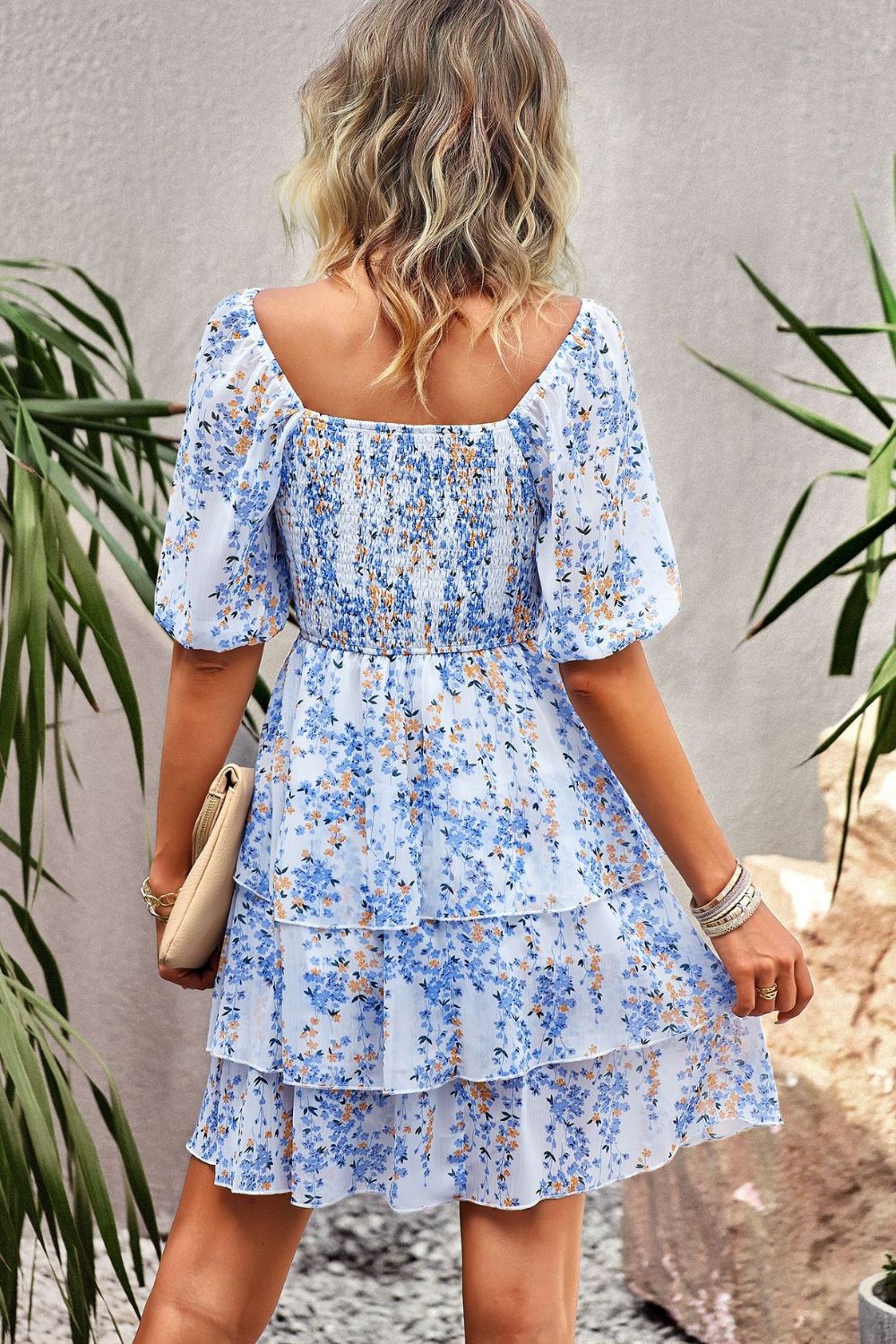 Boho Chic Square Neck Balloon Sleeve Dress