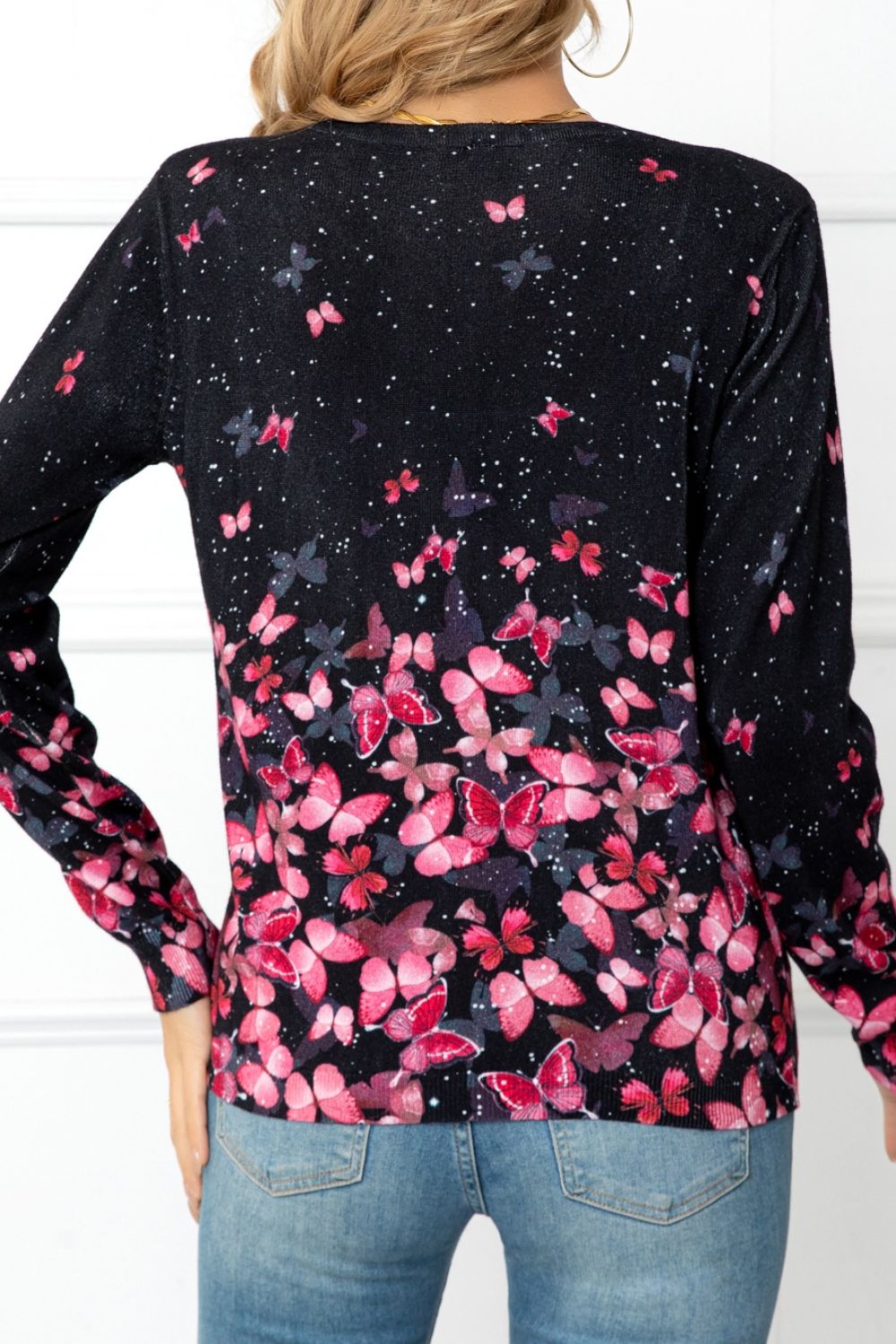 Floral Round Neck Cardigan