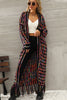 Colorful Open Front Fringe Hem Cardigan